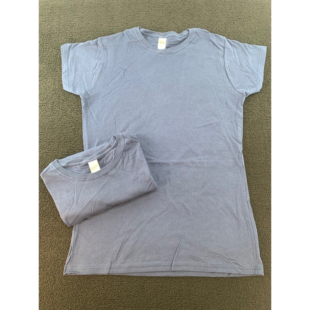 Lot of 2 Gildan Activewear Women's Blue Cotton T-Shirt Top Size L